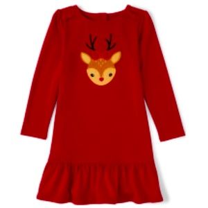 Girls Gymboree embroidered rain deer peplum dress - Christmas - 4t